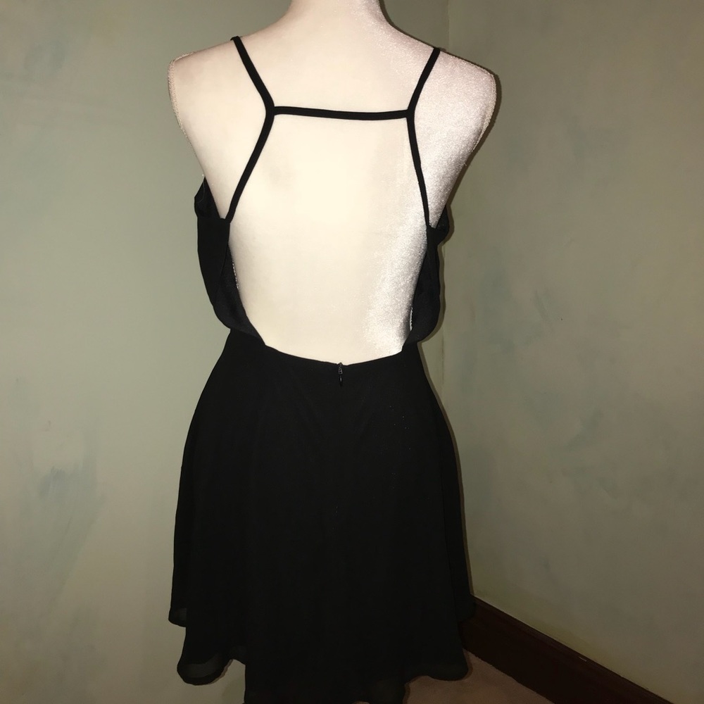 Black Open Back Skater Dress 👗